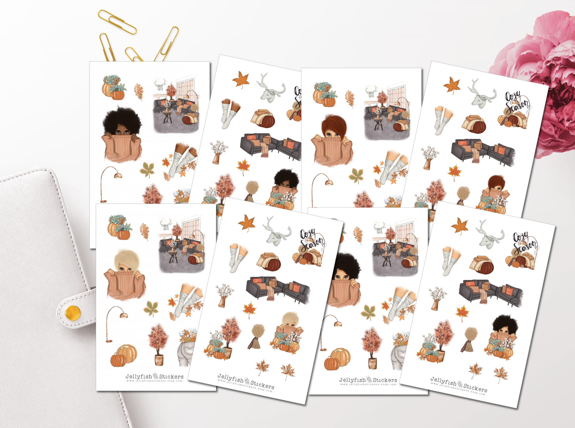 Mädchen Herbst Pullover Sticker Set